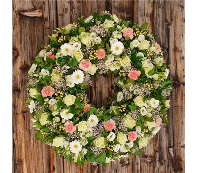 Trauerkranz Weiss mit Schleife