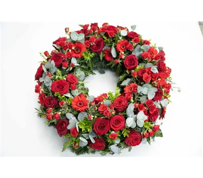 Trauerkranz Rot mit Schleife Trauerkranz Rot mit Schleife